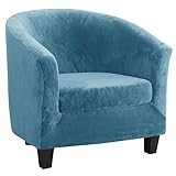 PWZYBXL Club Chair Schonbezug, Samt Sesselbezug Clubsessel Stretch Abnehmbarem Cocktailsessel Hussen Weiche Sesselschoner Für Home Decor-blau-C-2 Stück