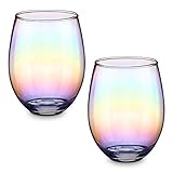 CNNIK Bunte Cocktail Gläser Set für Wasser Saft Cocktails - Stabil und Leicht zu Reinigenregenbogen Whisky Glas für Partys und Besondere Anlässe 2er Pack - Irisierende Trinkgläser