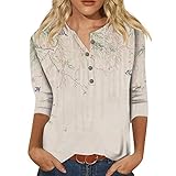 Damen Tshirt Sommer Damen Tunika Shirt Langarm/Kurzarm Bluse Tunika Bluse Oberteile Streifen Mesh Kurzarm Lose Shirt Casual V-Ausschnitt Bluse Damen Hemd Damen Elegant,Khaki,L