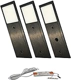 ACCE Super dünn und Aluminiumkörper LED Unterbauleuchte Küchen Möbel Leuchte Neutralweiß oder Warmweiß inkl Konverter ein Strahler mit Schalter (Neutralweiß, 3ER)
