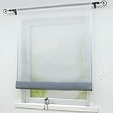 Joyswahl Raffrollo Voile Raffgardinen mit Tunnelzug Nele Bändchenrollos BxH 100x140cm Grau 1er Pack