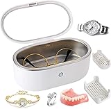 Ultraschallreiniger Ultraschallreinigungsgerät, 350ML Reiniger Ultraschall Cleaner Gläser für Zahnersatz Schmuck Gläser Pandora Uhren Metallmünzen etc., Geräuscharmer Edelstahl Ultraschallreiniger