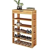 sogesfurniture Holz Schuhregal 5 Ebenen Schuhschrank Schuhablage Standregal Schuhständer für 20 Paar Schuhe, ideal für Diele, Flur, Treppenhaus, 75 x 30 x 94cm, Teak BHEU-L24-TK