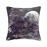 Oudrspo Lila Baum-Mond-Quadrat-Kissenbezug für Wohnzimmer, Couch, Bett, Sofa, Kissenbezug für Bauernhaus-Heimdekoration, 1er-Set, 45,7 x 45,7 cm