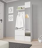 Garderobe Green Diele Flur Schuschrank Kleiderpaneel Flurgarderobe Flurmöbel (Weiß)