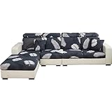 jianyana Sofabezüge L-Form, Universal-Stretch-Sofabezug Sofabezug, Sofabezug 1/2/3-Sitzer für Sofa, Schwarze Feder, Recamiere, Abdeckung für Sofas