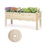 RELAX4LIFE Hochbeet Holz, Blumenbeet mit 5 Entwässerungslöchern, Pflanzbeet für Gemüse Blumen Kräuter Obst, Anzuchtbeet für Garten Balkon Terrasse, Pflanztrog belastbar bis 100 kg