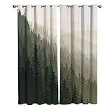 Edwiinsa Forest Kitchen Verdunkelungsvorhänge, 2-teiliges Set, für Küche, Café, Büro, nördliche Welt mit Nadelbäumen skandinavischem Wald, 203 x 213 cm