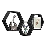 Sechseckige Regale 3er Set Schwebende Wabenregale Wandaufbewahrung Regal Schweberegal für Wand Schlafzimmer Dekor Sechseckige Holzregale Wandhalterung Display Geometrisches Hängeregal für Wohnzimmer