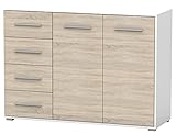 Kommode Sideboard Prime Comfort 135 x 96,5 x 45 cm in Weiß-eiche von Polini Home