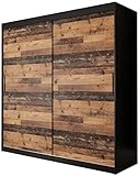 Kleiderschrank mit Schiebetüren, Old Style T 200, Schrank mit Stange und Regal, Schlafzimmerschrank (Schubladen: 0)