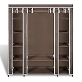 Tidyard Kleiderschrank,Garderobenschrank Faltkleiderschrank,Stoffschrank Faltschrank Garderob Schrank Regal Camping Steckschrank Stoffkleiderschrank mit Kleiderstange 45×150×176 cm,Braun