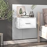 lvssiao Beistellkommode, Beistellmöbel, Wohnzimmer, Nachttisch, Sperrholz, Weiß, glänzend, Organizer, Aufbewahrung für Bett Schlafzimmer Zimmer