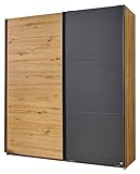 Home4You Schwebetürenschrank - Artisan Eiche Dekor - Grau Metallic - 175 x 197 cm