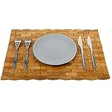 HANKEY Bambus Tischsets, naturfarben, 4er-Set, umweltfreundlich und nachhaltig, Platzset, Esstischunterlage, Hitzebeständig, Dekoration für Tisch