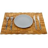 HANKEY Bambus Tischsets, naturfarben, 4er-Set, umweltfreundlich und nachhaltig, Platzset, Esstischunterlage, Hitzebeständig, Dekoration für Tisch