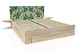 ABC MEUBLES - Happy Holzbett 2 Plätze mit Schublade + Nachttische - HAP - Tropisches Dekor, 140x19
