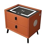 Nachttisch mit kabelloser Lade- und USB-Ladestation, moderner Beistelltisch aus Holz mit Lautsprecher und 2 Schubladen, für den Einsatz im Schlafzimmer, Wohnzimmer, Büro ( Color : Orange , Size : L:40