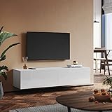 SUNXURY TV Board Hängend 140 cm Modern Wohnwand TV Lowboard weiß Lowboard Hängend Hochglanz Fernsehtisch Wandschrank hängender Schrank Modernes Wohnzimmer Möbel 140 x 40 x 30cm