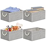 RIWNNI Aufbewahrungsbox Stoff 40x30x20 [4-Pack], Faltbarer Aufbewahrungsbox für Stoff, Ideal für Kallax-Regale, Schlafzimmer, Kinderzimmer - (Grau)