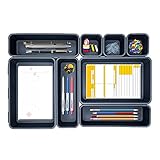 CHEVVY Schublade Einlagen Trenner Organizer 12 Stk Schubladen Einlagen mit 3 Größen Schubladeneinsatz Tablett für Büro Schlafzimmer Schminktisch Badezimmer Dunkelgrau