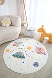 AIQII Kinderteppich Rund Waschbare Spielteppich Rutschfester Teppich Kinderteppiche Runden Kindermatte für Babyzimmer Schlafzimmer 120cm