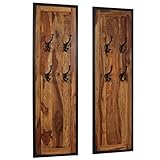 vidaXL Sheeshamholz Massiv 2X Wandgarderobe Garderobe Flurgarderobe Wandpaneel