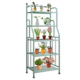 TIE-DailyNec 5 Etagen Metall Pflanzenständer Eisen Blumentöpfe Halter Home Planter Display Rack Indoor und Outdoor Mehrere Schuhe Organizer Storage Shelf für Garten Balkon Wohnzimmer Terrasse (grün)