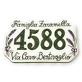 CERAMICHE D'ARTE PARRINI- Künstlerische italienische Keramik, Hausnummer 20x13 individuelle Dekoration Lavendel, Fliesen handgemacht in Italien Toscana