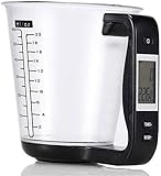 FURLOU Elektronische Waage, elektronische Küchenwaage mit abnehmbarem digitalen Messbecher, 13,6 cm Durchmesser, transparente Rührschüssel Waagen (Color : Black, Size : 1kg/600ml)