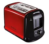 Moulinex LT261D Subito - Roter Doppelschlitz-Toaster | Brötchenaufsatz | 850 Watt | Variable Bräunungsstufen | Rot/Schwarz