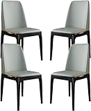 Moderne Küchen- und Esszimmerstühle, PU-Leder, Seitenstuhl mit Buchenholzbeinen, für Zuhause, kommerzielle Restaurants (Größe: Schwarz, Farbe: Weiß), 4 Stück