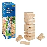 Idena 40212 - XXL Wackel-Turm, Stapelspiel mit 54 Bausteinen, Geschicklichkeits-Spiel aus Holz, ca. 15 x 15 x 54 cm großer Stapel-Turm, Spiel-Spaß für die ganze Familie