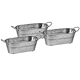 Marrakesch 3er Set Blumentopf Zink Silber aus Metall 38 cm groß Blumenkasten Baita als Garten oder Balkon Deko