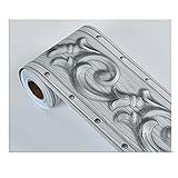 TopHomer Silberfarbene Tapetenbordüre, selbstklebend, Deckenbordüre, Küche, geprägte Taille, Aufkleber, Badezimmer, Bordüre, Fliesen, Abziehbilder, Bordüre aus PVC