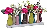 Jinfa Handgefertigte kleine Keramik Deko Blumenvasen Set aus 10 Vasen in bunt