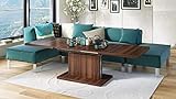 Design Couchtisch Tisch Aston Nussbaum Walnuss stufenlos höhenverstellbar ausziehbar 120 bis 200cm Esstisch