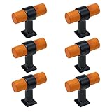 Semetall 6 x rote Holzknöpfe, Einloch-Schubladenzieher, Holz, T-Knöpfe für Kommoden, Schubladen, Schränke, Küche