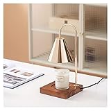 NEDOES Vintage Tischduft verstellbare Kerzenwärmer Lampe Schreibtischlampe Holzsockel for Geburtstagsgeschenk (Color : Walnut base-Gold, Size : 1 UK)