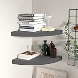 ZEYUAN Eck-Schweberegale 2 STK Eckschrank, Eckablage, Bücherregal, Schminkregal, Bookshelf, Eckwandregal, Hochglanz-Grau 35x35x3,8 cm MDF