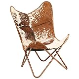 vidaXL Sessel Butterfly Echtes Ziegenleder Schmetterling Stuhl Relaxstuhl