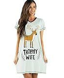 LazyOne Damen-Pyjama-Nachthemd mit Tiermotiv, niedlich, gemütlich, Trophy Wife Nachthemd, S-M