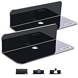 OAPRIRE Wandregal schwarz 2er Set, beschädigungsfrei erweiterbare Wandfläche, Längen 22.9cm Acryl Regal Wand für Smart-Lautsprecher, Action-Figuren, Kamera, mit Kabelclips