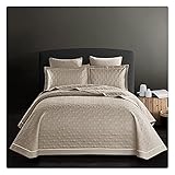 Weiches Tagesdecken-Set, Gesteppte Bettdecke, wendbar, leichtes Steppdecken-Set für alle Jahreszeiten, Bettwäsche-Sets mit 2 Kissenbezügen, 245 x 250 cm, Lila (Beige)