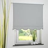deko-raumshop Verdunkelungsrollo Kettenzugrollo Seitenzugrollo Rollo mit Volant viele Größen Stoff verdunkelnd lichtundurchlässig gewellter Schnitt Sonnenschutz Hitzeschutz (210 x 180 cm, Grau)