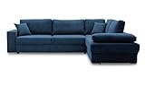 BETTSO -Ecksofa Sofa Eckcouch Couch mit Schlaffunktion und Bettkasten Ottomane L-Form Schlafsofa Polstergarnitur-Clarisa (Dunkelblau, Rechts)