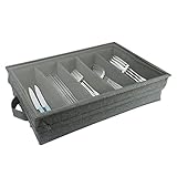 tacery 2 Stück Küchenschubladen Organizer – zusammenklappbarer Utensilienhalter mit 4 Trennwänden – Besteckaufbewahrung, große Kapazität für Küche, Wohnzimmer, Schlafzimmer, Hauswirtschaftsraum