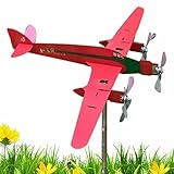 Flugzeug-Windspinner | Windmühle aus Metall für Außenwetterfahnen, Windrichtungsanzeige, Rasendekoration, Windräder, Windkunst für Hof, Garten, Bauernhof, Fenster