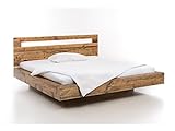 Woodkings® Holz Bett 180x200 Marton Doppelbett Altholz recycelte Pinie massiv Schlafzimmer Möbel Doppelbett Schwebebett Naturmöbel Echtholzmöbel