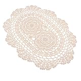 Sharplace Oval Häkeldeckchen Spitzendeckchen Tischdecke Beige Handarbeit Deko
